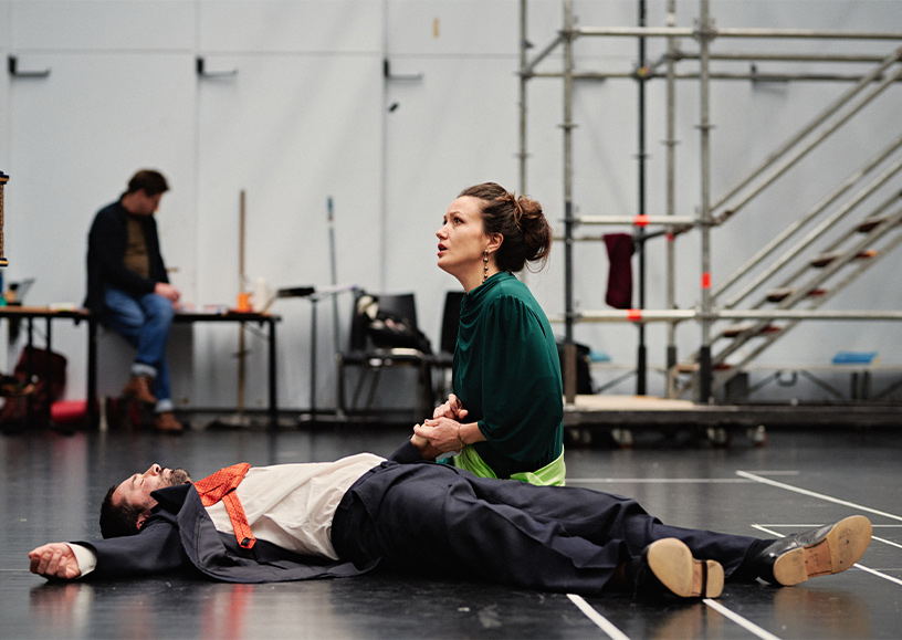 Julie Fuchs and Christophe Dumaux during a rehearsal for Giulio Cesare