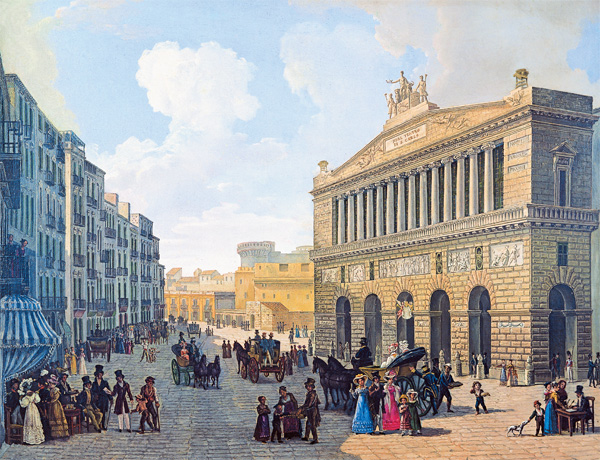 Het Teatro San Carlo in Napels omstreeks 1830