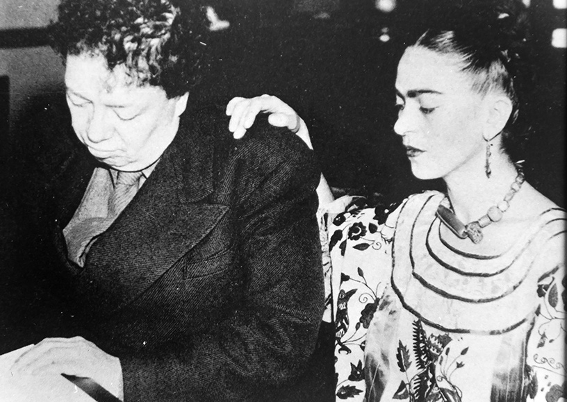 Frida en Diego bij hun tweede huwelijksvoltrekking (1940)