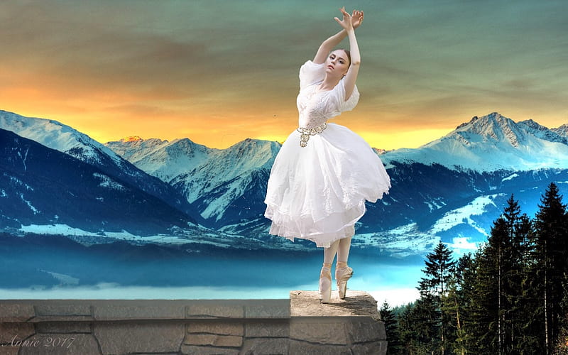 Ballerina in de bergen
