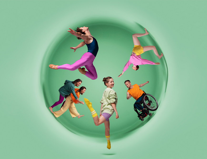 Campagnebeeld In the Future; verschillende dansers in een cirkel