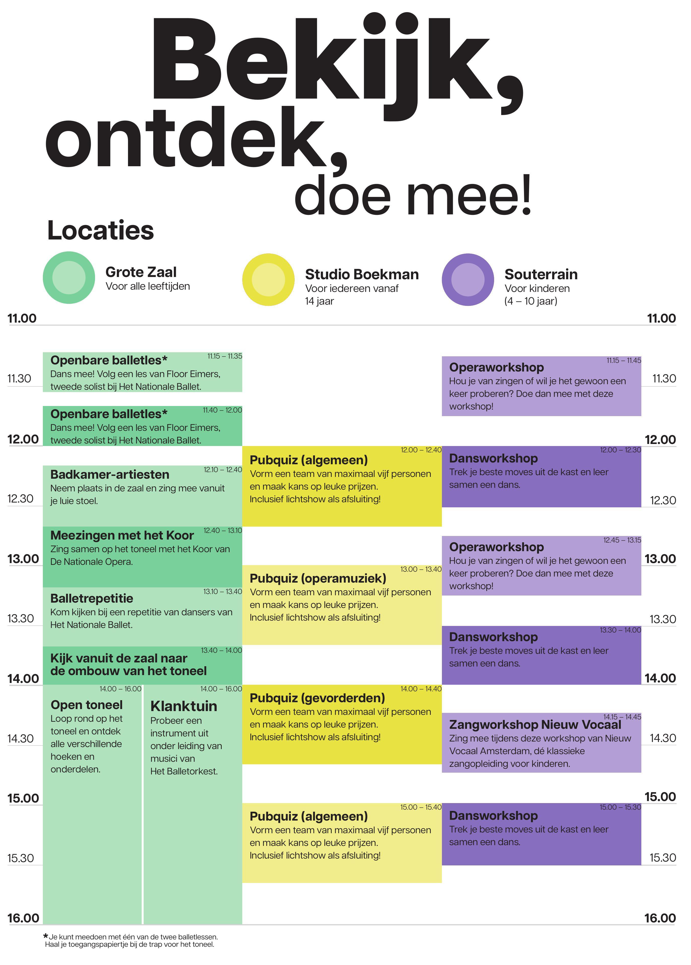 Blokkenschema van het programma van het Open Huis 2025