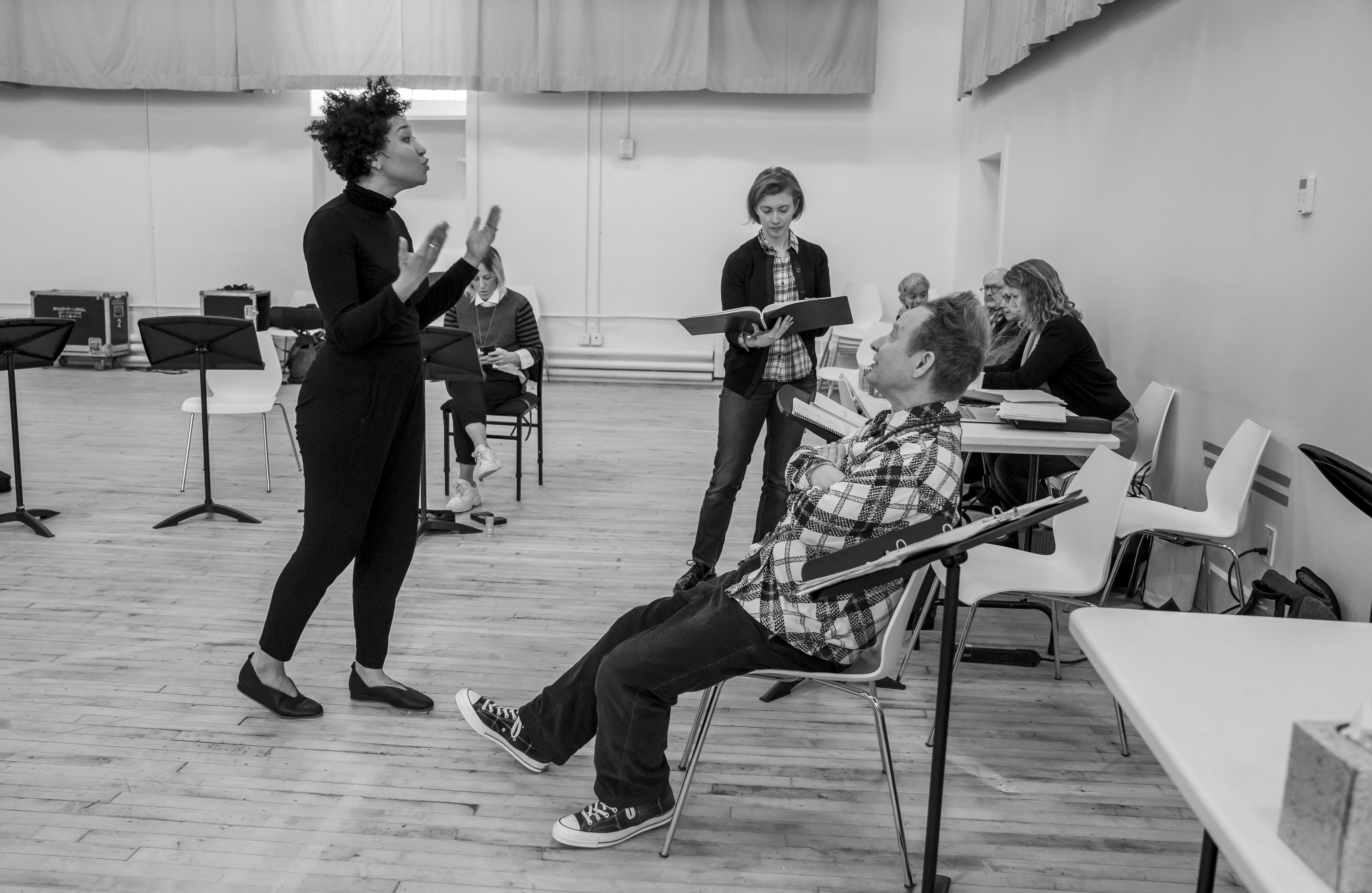 Julia Bullock and Peter Sellars in the studio