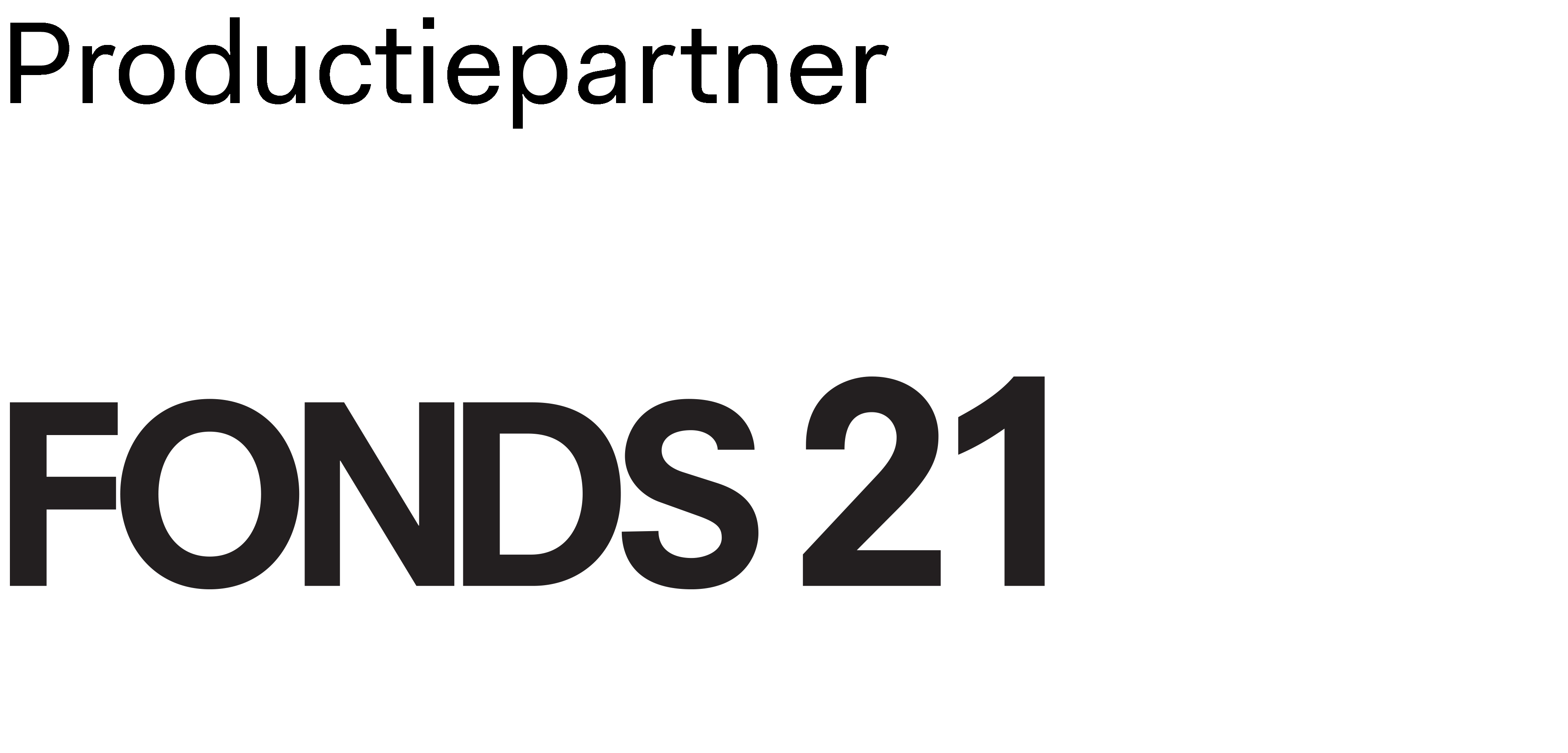 Fonds 21 logo met boventitel 'productiepartner'