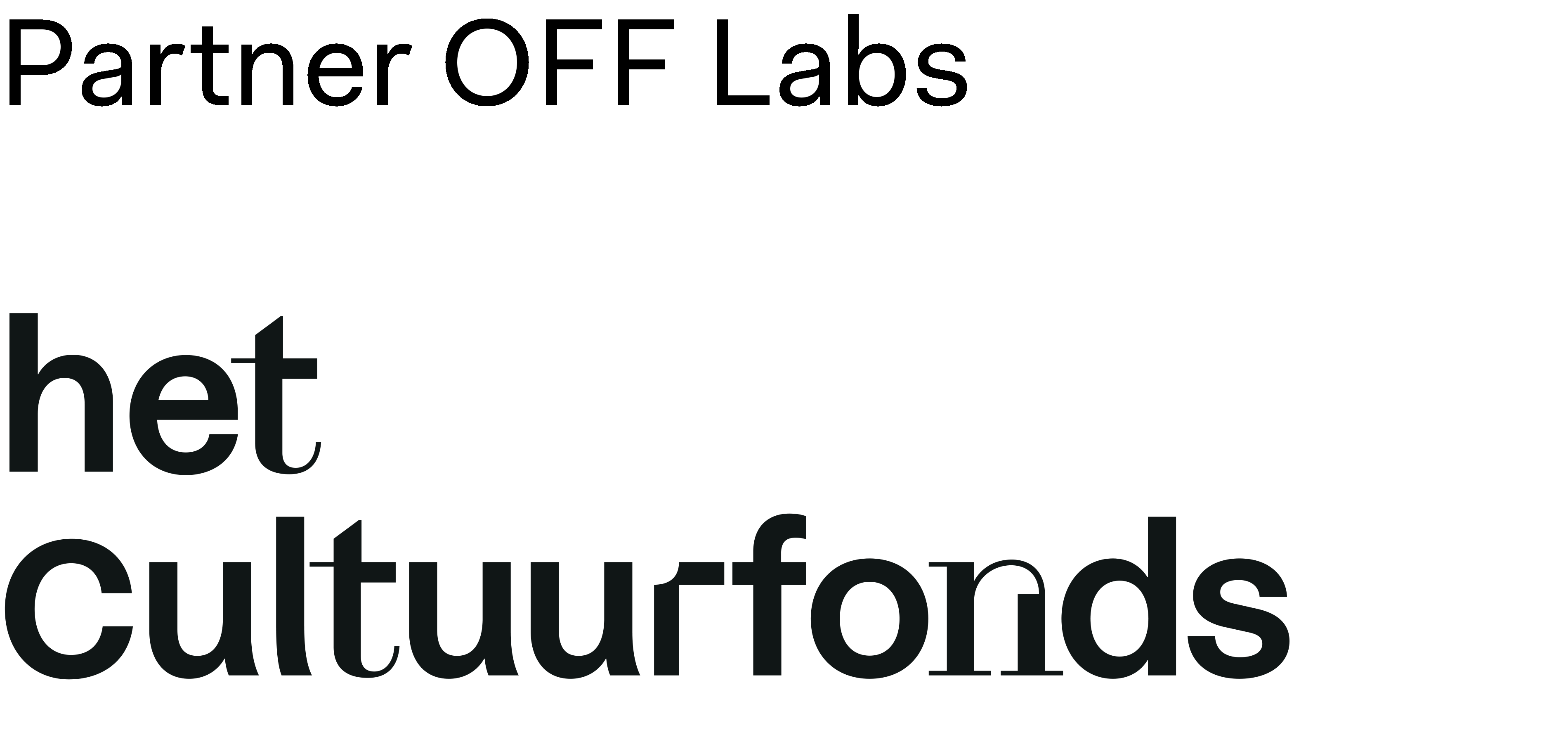 Het Cultuurfonds logo met boventitel 'Partner OFF labs'