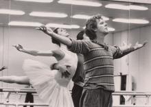 Rudi van Dantzig, Coleen Davis and Zoltán Solymosi during a rehearsal of Swan Lake