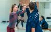 Milena in the studio with dancers of the Junior Company